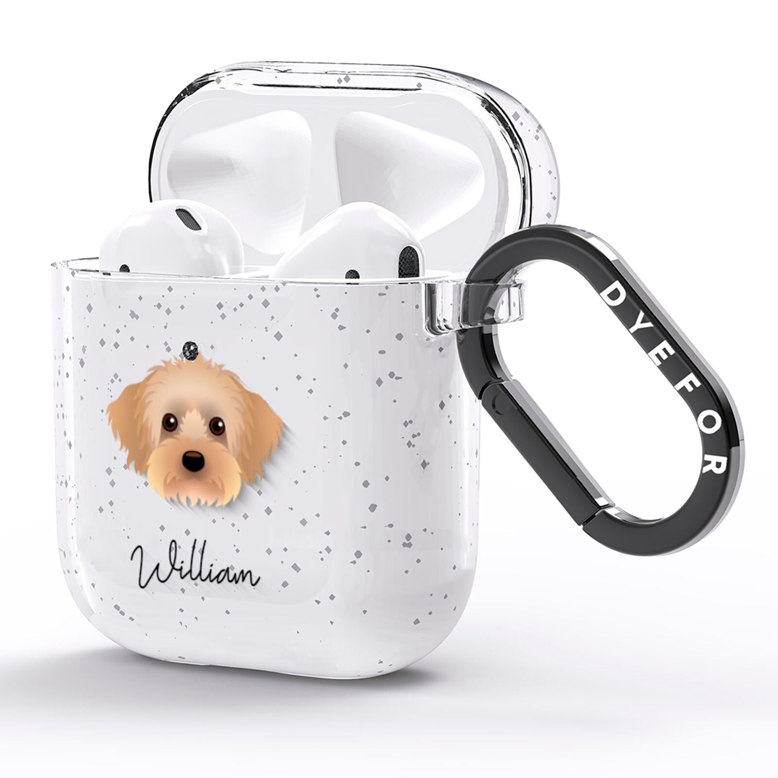 Yorkipoo Personalised AirPods Glitter Case Side Image