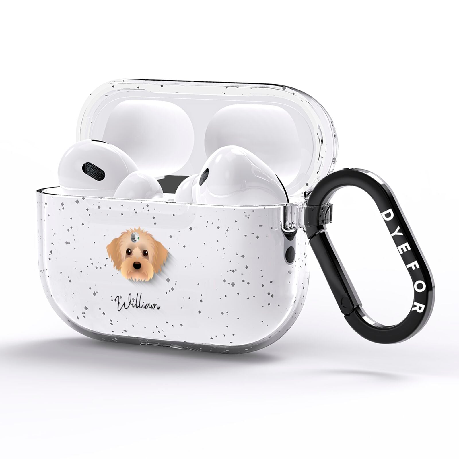 Yorkipoo Personalised AirPods Pro Glitter Case Side Image
