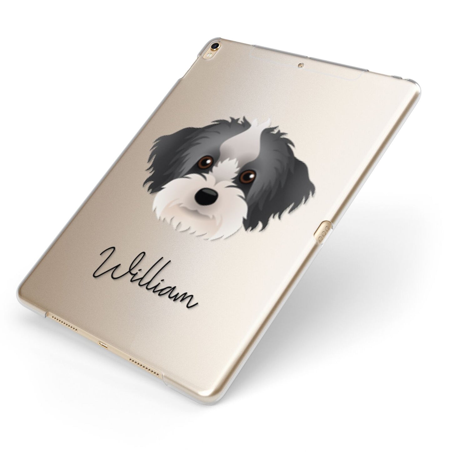 Yorkipoo Personalised Apple iPad Case on Gold iPad Side View