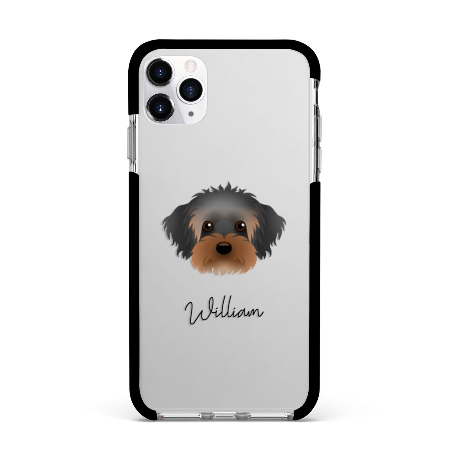 Yorkipoo Personalised Apple iPhone 11 Pro Max in Silver with Black Impact Case