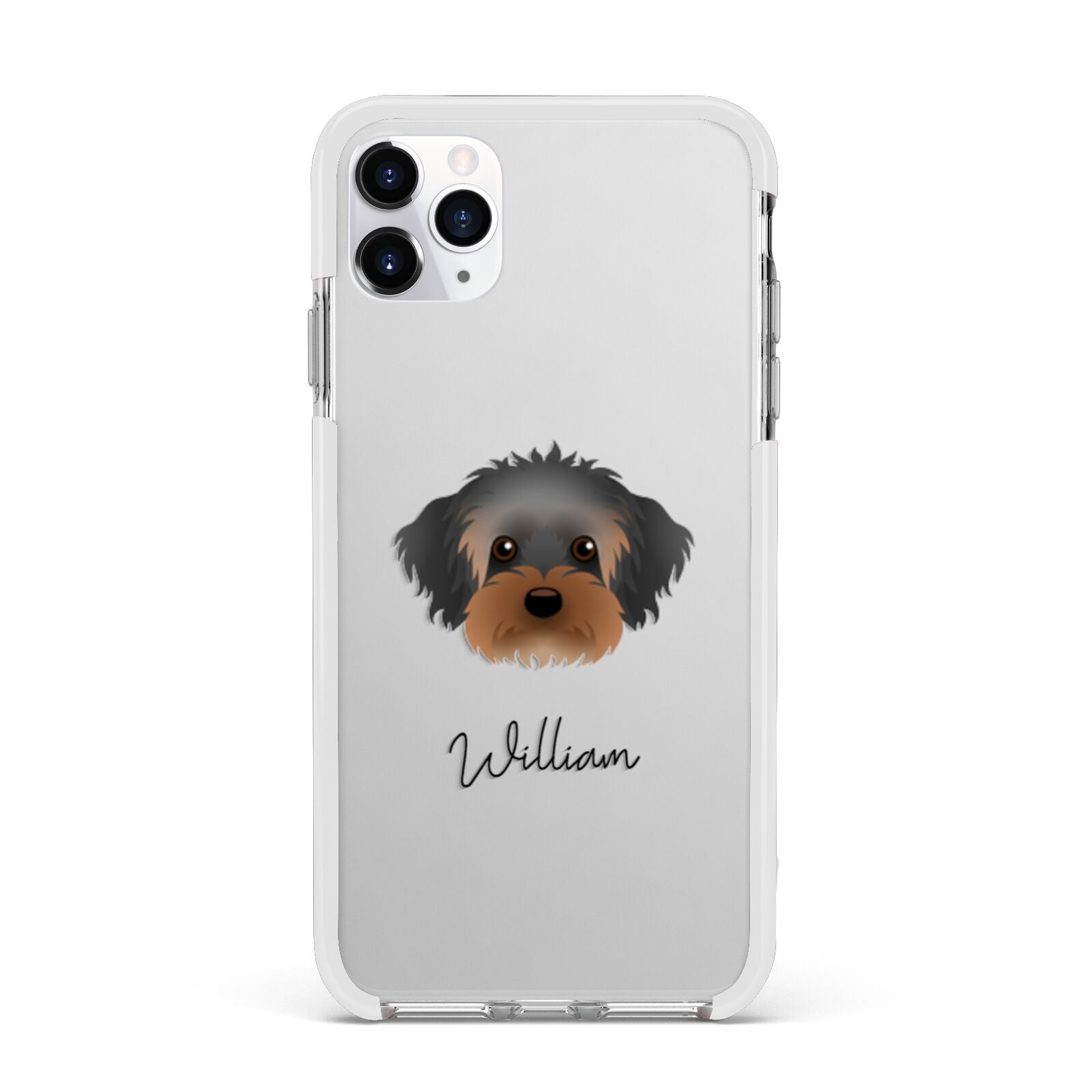 Yorkipoo Personalised Apple iPhone 11 Pro Max in Silver with White Impact Case