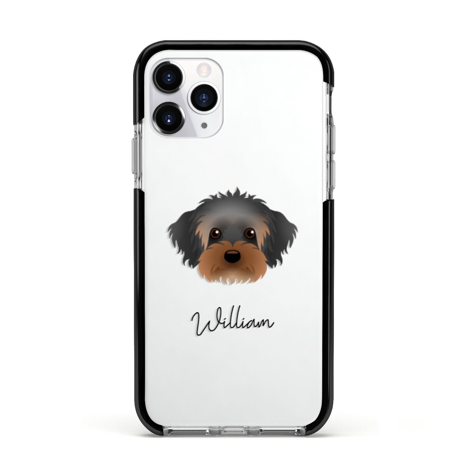 Yorkipoo Personalised Apple iPhone 11 Pro in Silver with Black Impact Case