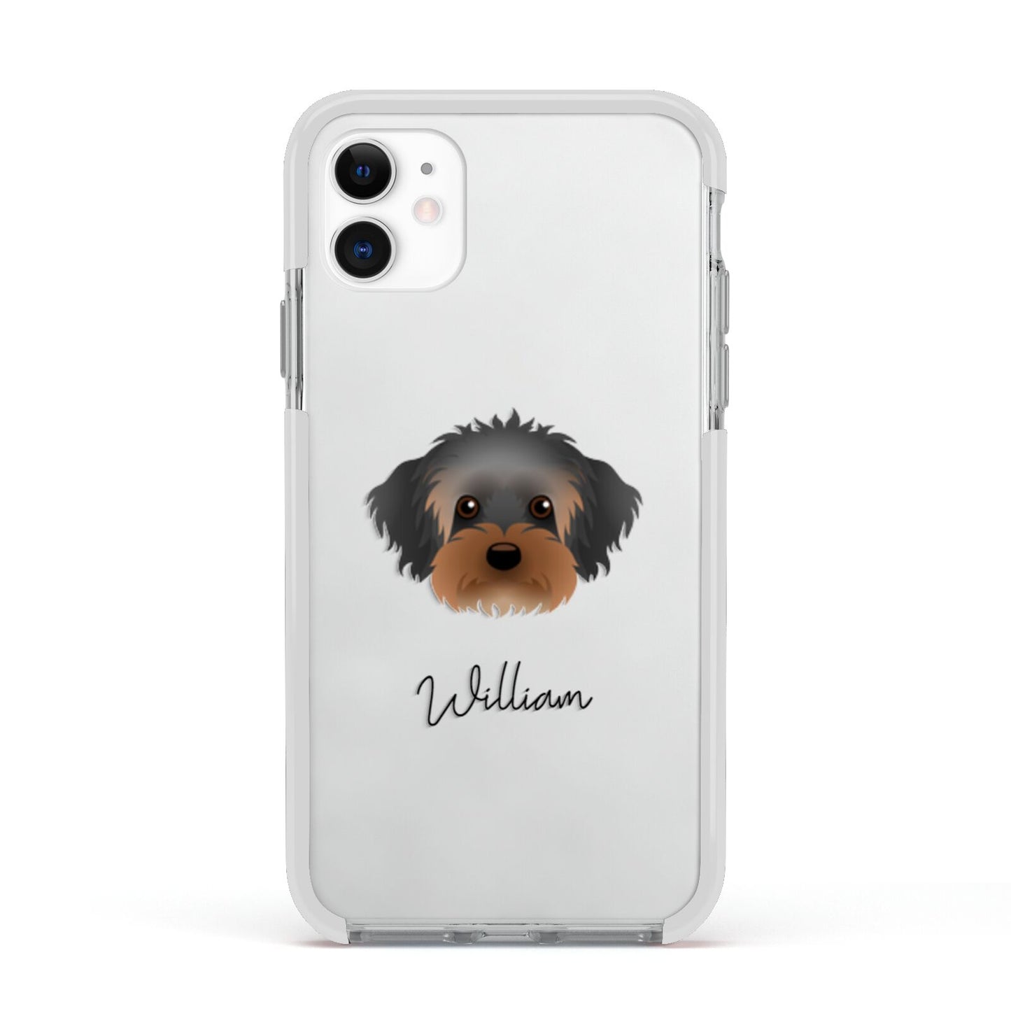 Yorkipoo Personalised Apple iPhone 11 in White with White Impact Case