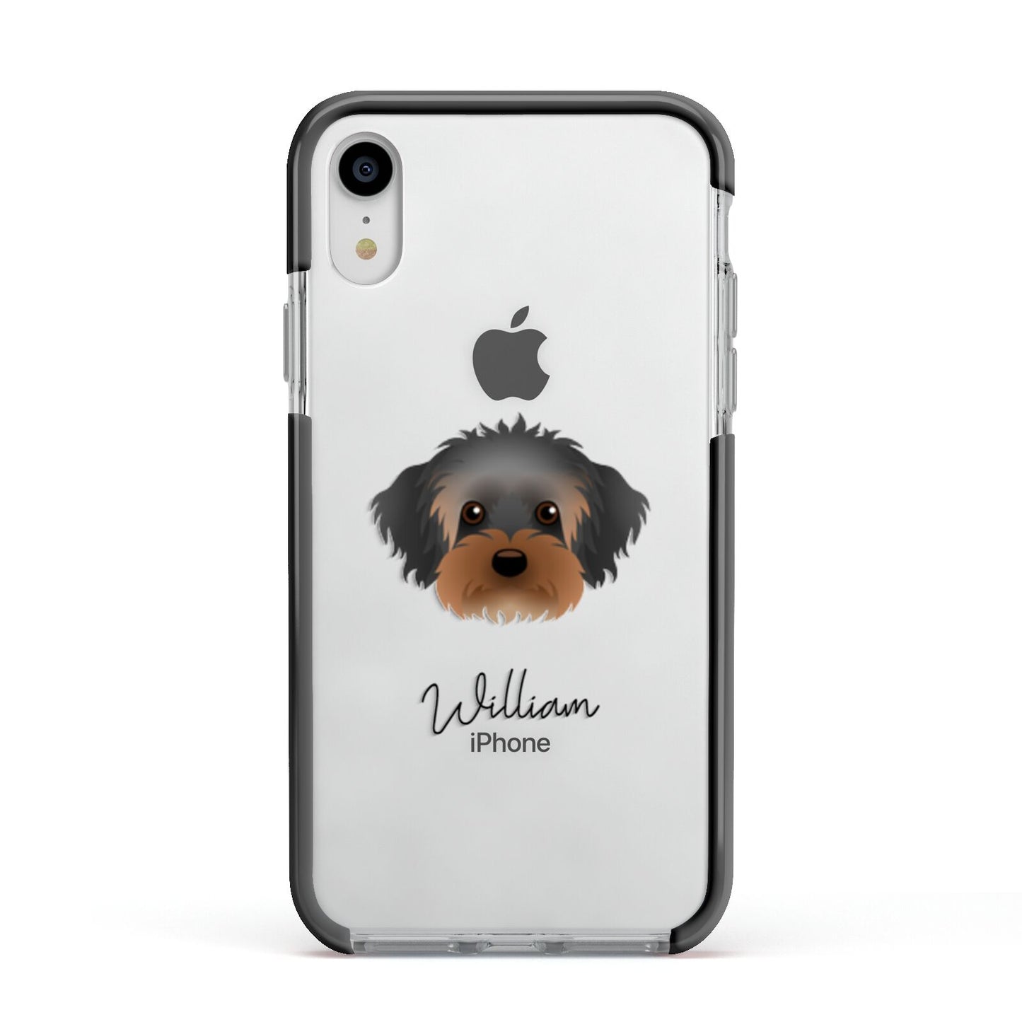 Yorkipoo Personalised Apple iPhone XR Impact Case Black Edge on Silver Phone