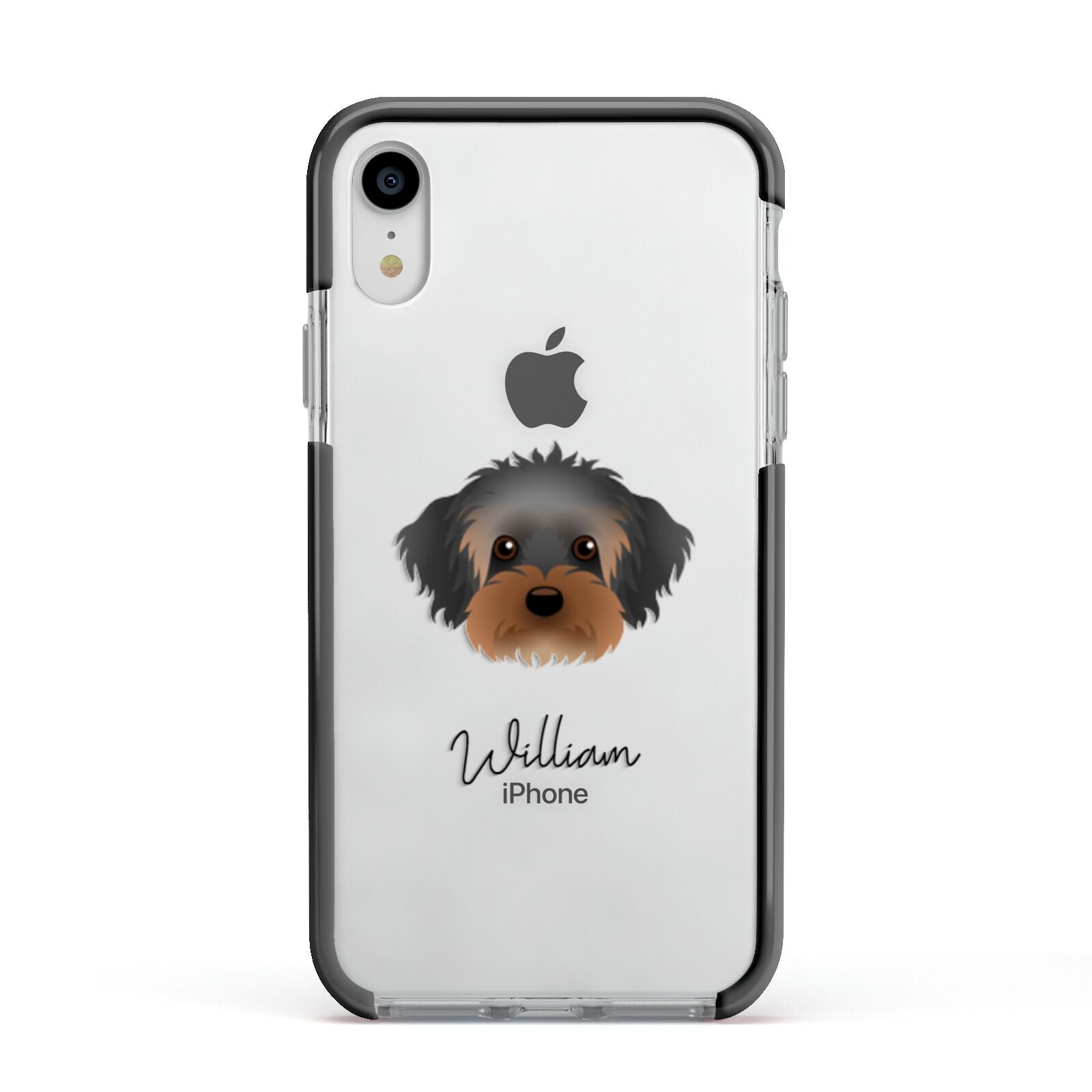 Yorkipoo Personalised Apple iPhone XR Impact Case Black Edge on Silver Phone
