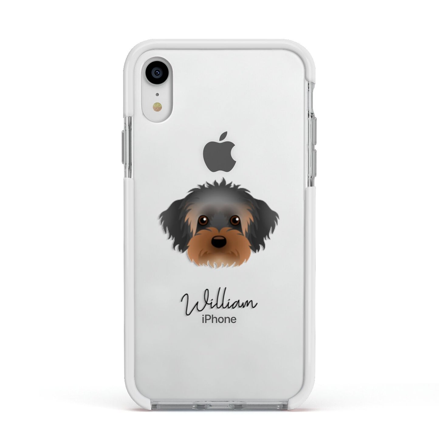 Yorkipoo Personalised Apple iPhone XR Impact Case White Edge on Silver Phone