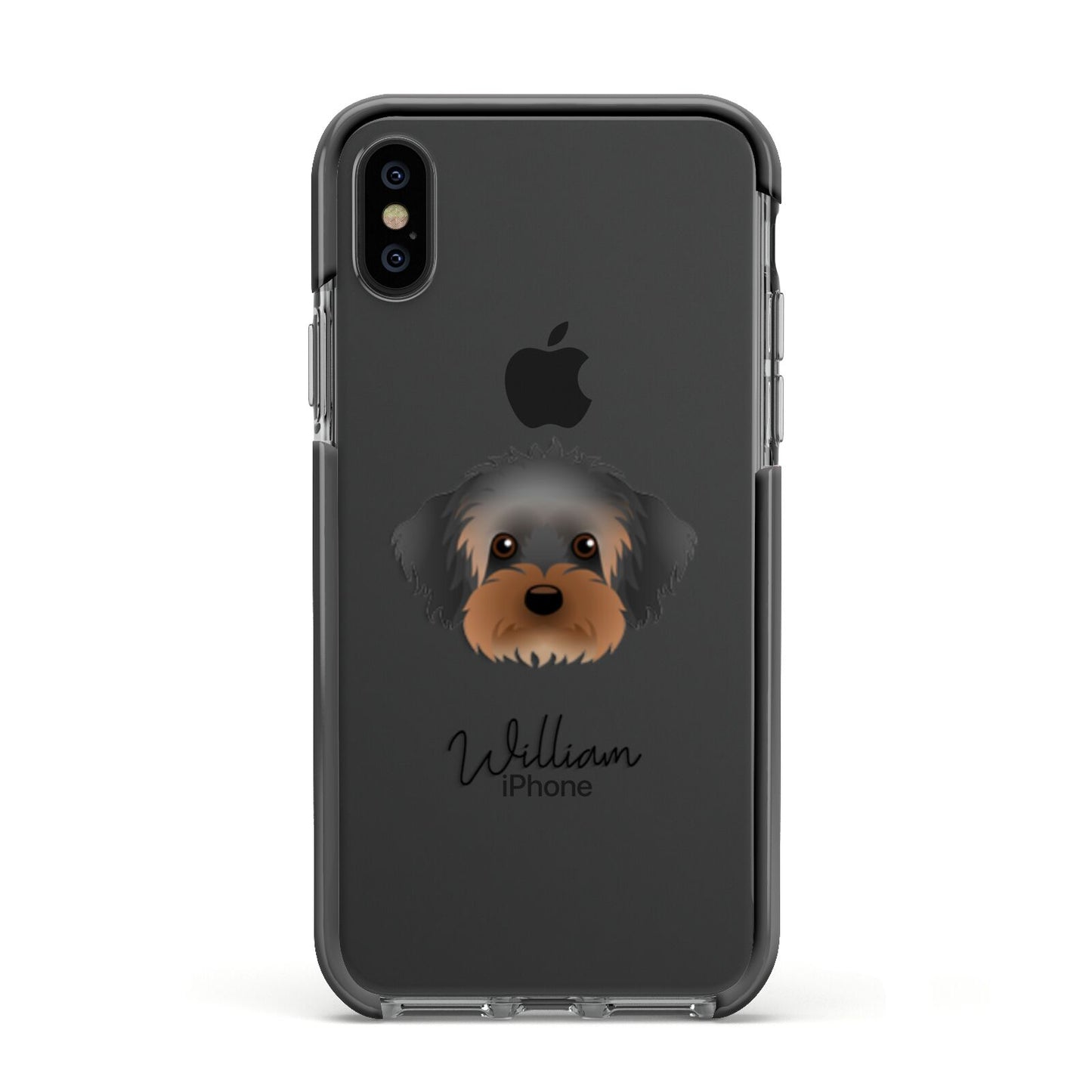 Yorkipoo Personalised Apple iPhone Xs Impact Case Black Edge on Black Phone