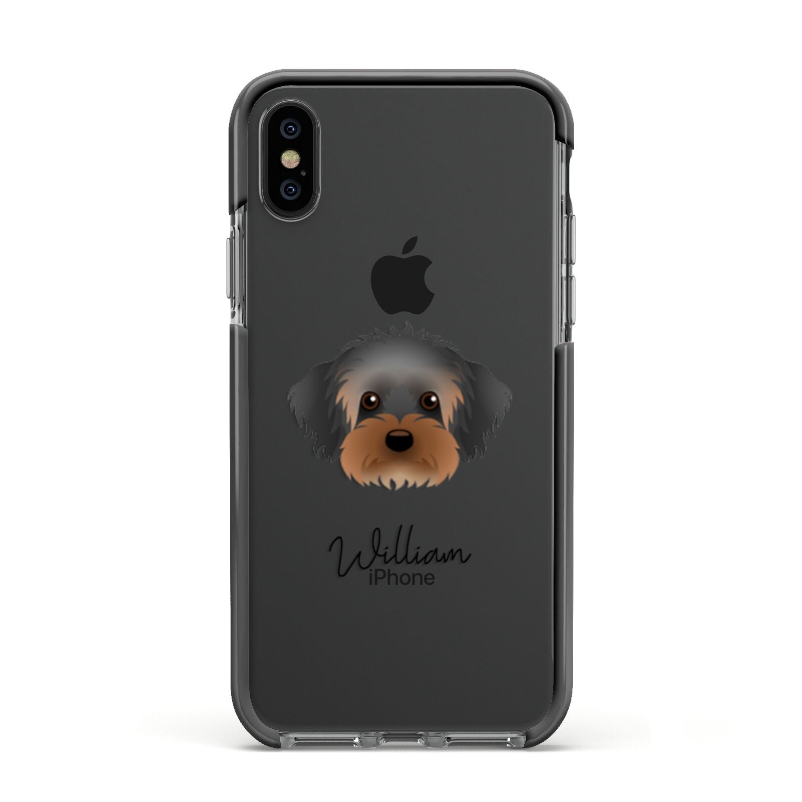 Yorkipoo Personalised Apple iPhone Xs Impact Case Black Edge on Black Phone