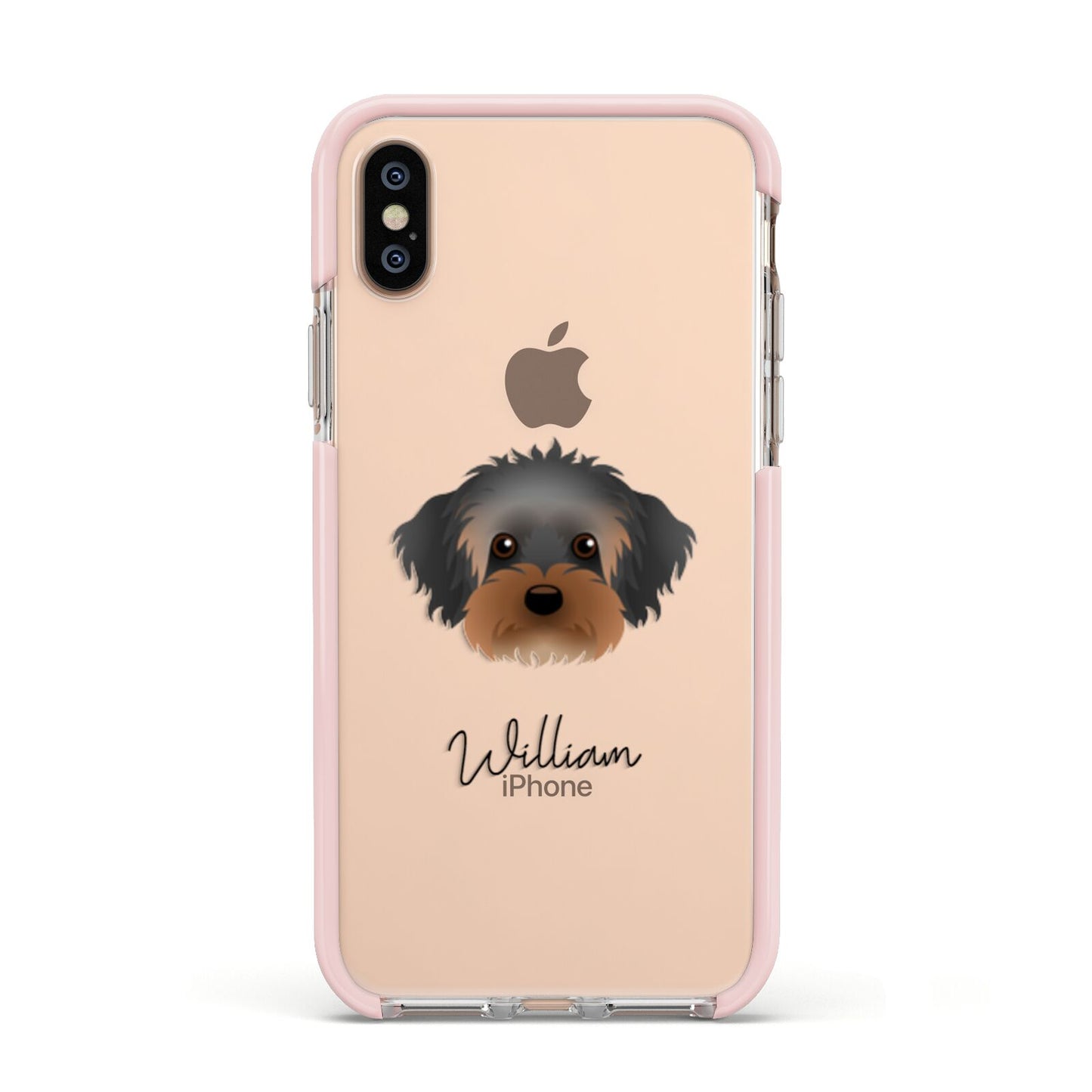 Yorkipoo Personalised Apple iPhone Xs Impact Case Pink Edge on Gold Phone