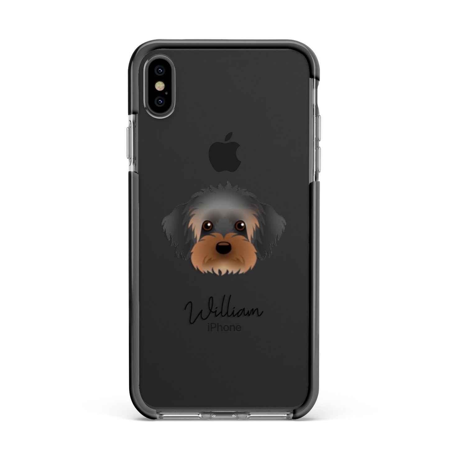 Yorkipoo Personalised Apple iPhone Xs Max Impact Case Black Edge on Black Phone