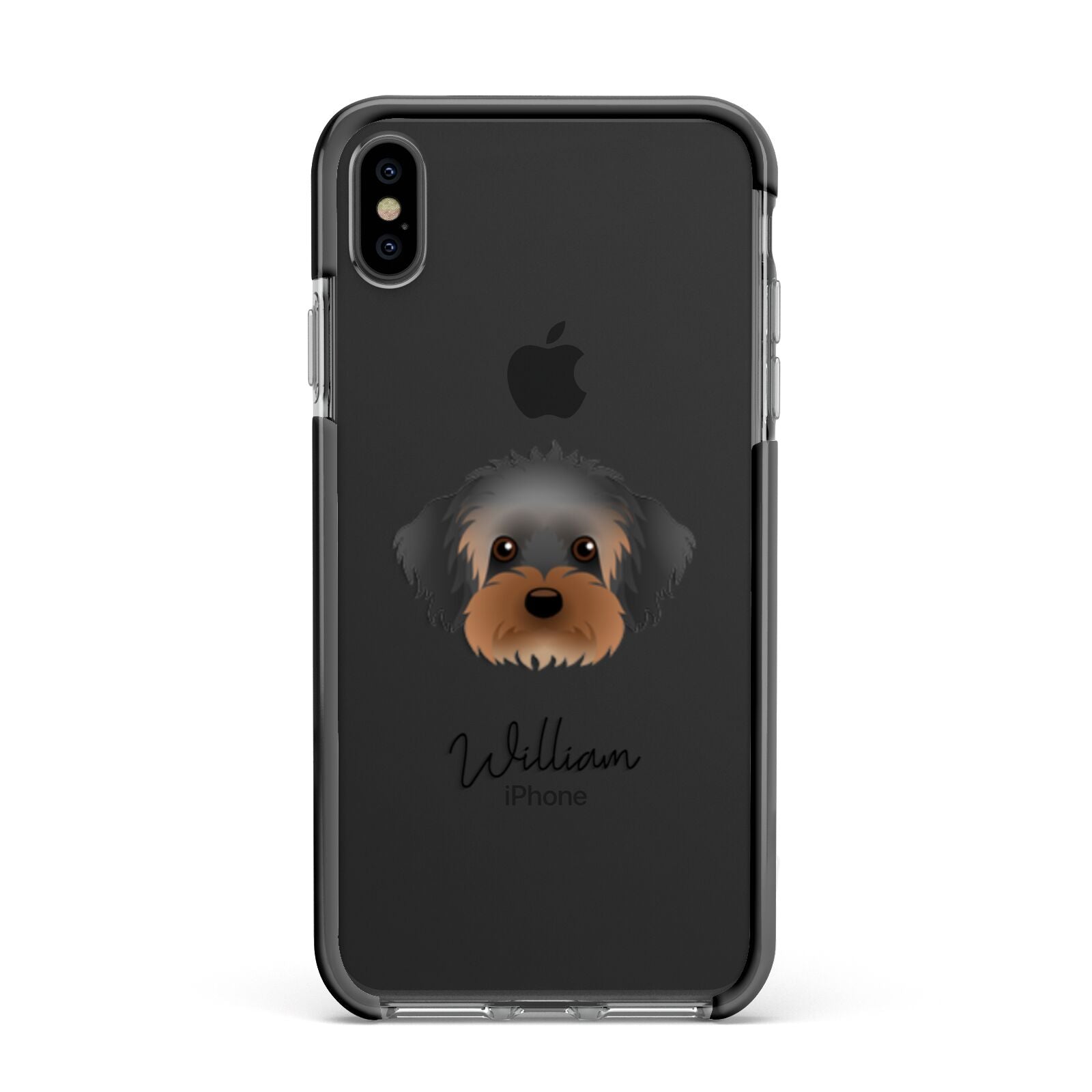 Yorkipoo Personalised Apple iPhone Xs Max Impact Case Black Edge on Black Phone