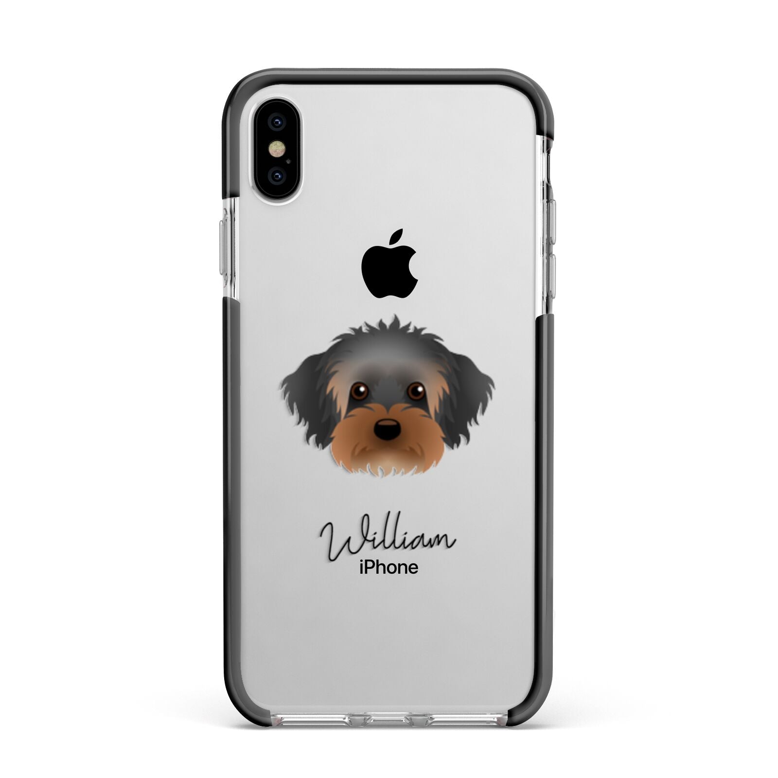 Yorkipoo Personalised Apple iPhone Xs Max Impact Case Black Edge on Silver Phone