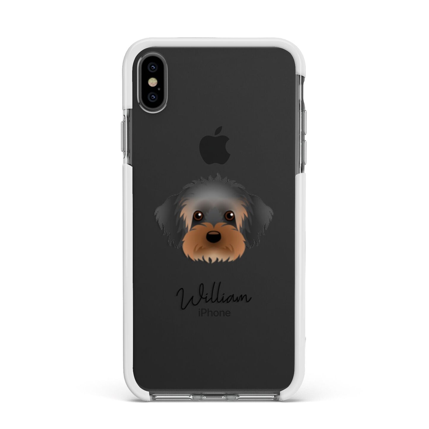 Yorkipoo Personalised Apple iPhone Xs Max Impact Case White Edge on Black Phone