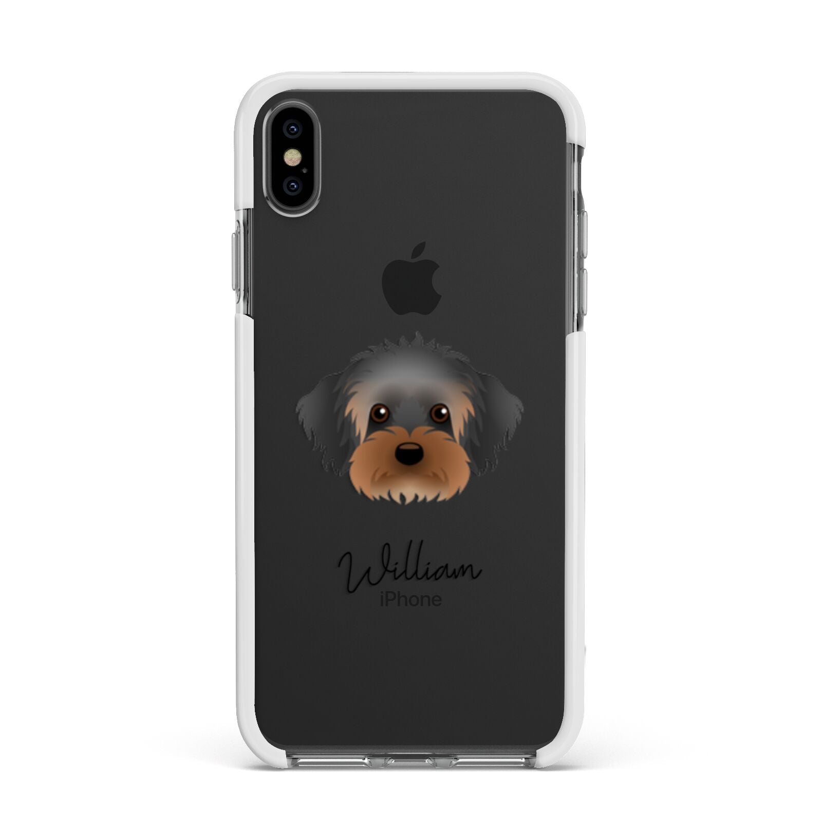 Yorkipoo Personalised Apple iPhone Xs Max Impact Case White Edge on Black Phone