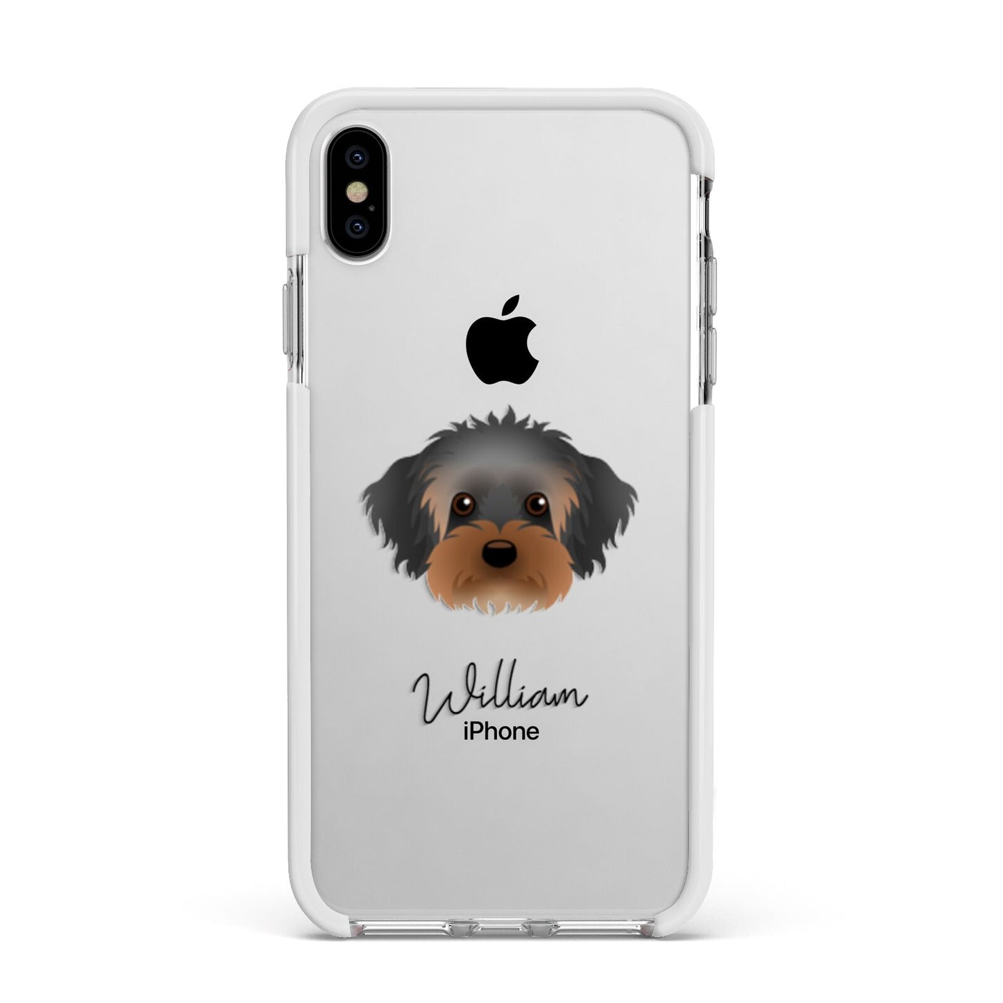 Yorkipoo Personalised Apple iPhone Xs Max Impact Case White Edge on Silver Phone