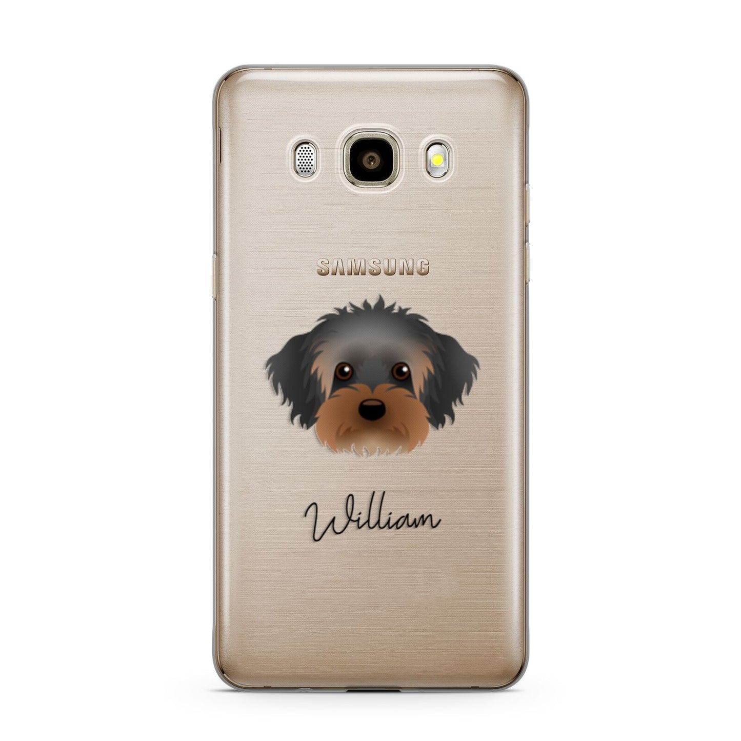 Yorkipoo Personalised Samsung Galaxy J7 2016 Case on gold phone