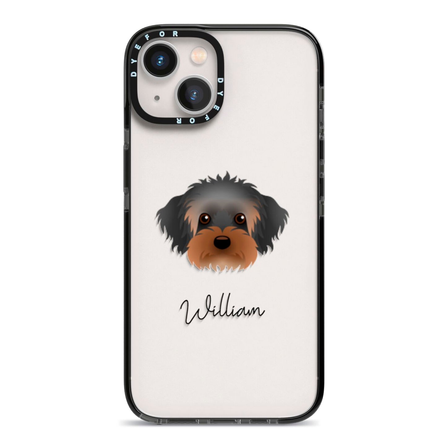 Yorkipoo Personalised iPhone 13 Black Impact Case on Silver phone