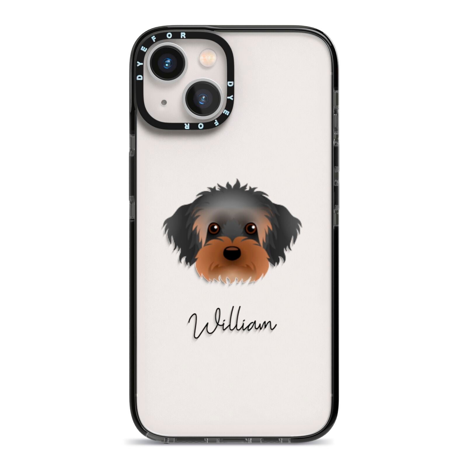 Yorkipoo Personalised iPhone 13 Black Impact Case on Silver phone