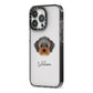 Yorkipoo Personalised iPhone 13 Pro Black Impact Case Side Angle on Silver phone