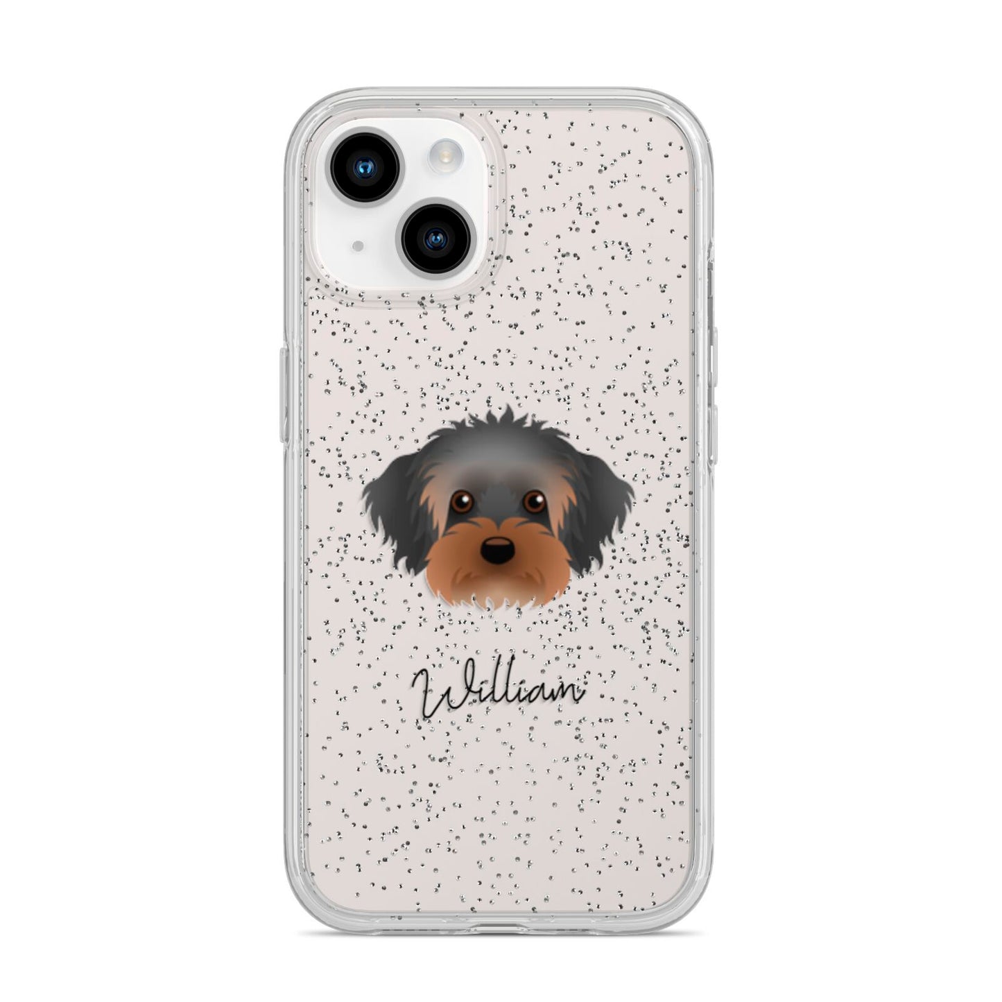 Yorkipoo Personalised iPhone 14 Glitter Tough Case Starlight