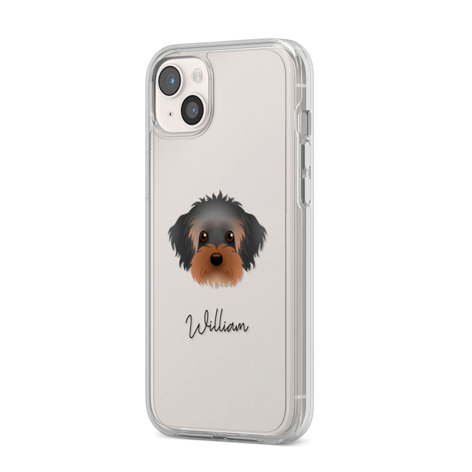 Yorkipoo Personalised iPhone 14 Plus Clear Tough Case Starlight Angled Image