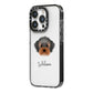 Yorkipoo Personalised iPhone 14 Pro Black Impact Case Side Angle on Silver phone
