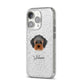 Yorkipoo Personalised iPhone 14 Pro Glitter Tough Case Silver Angled Image