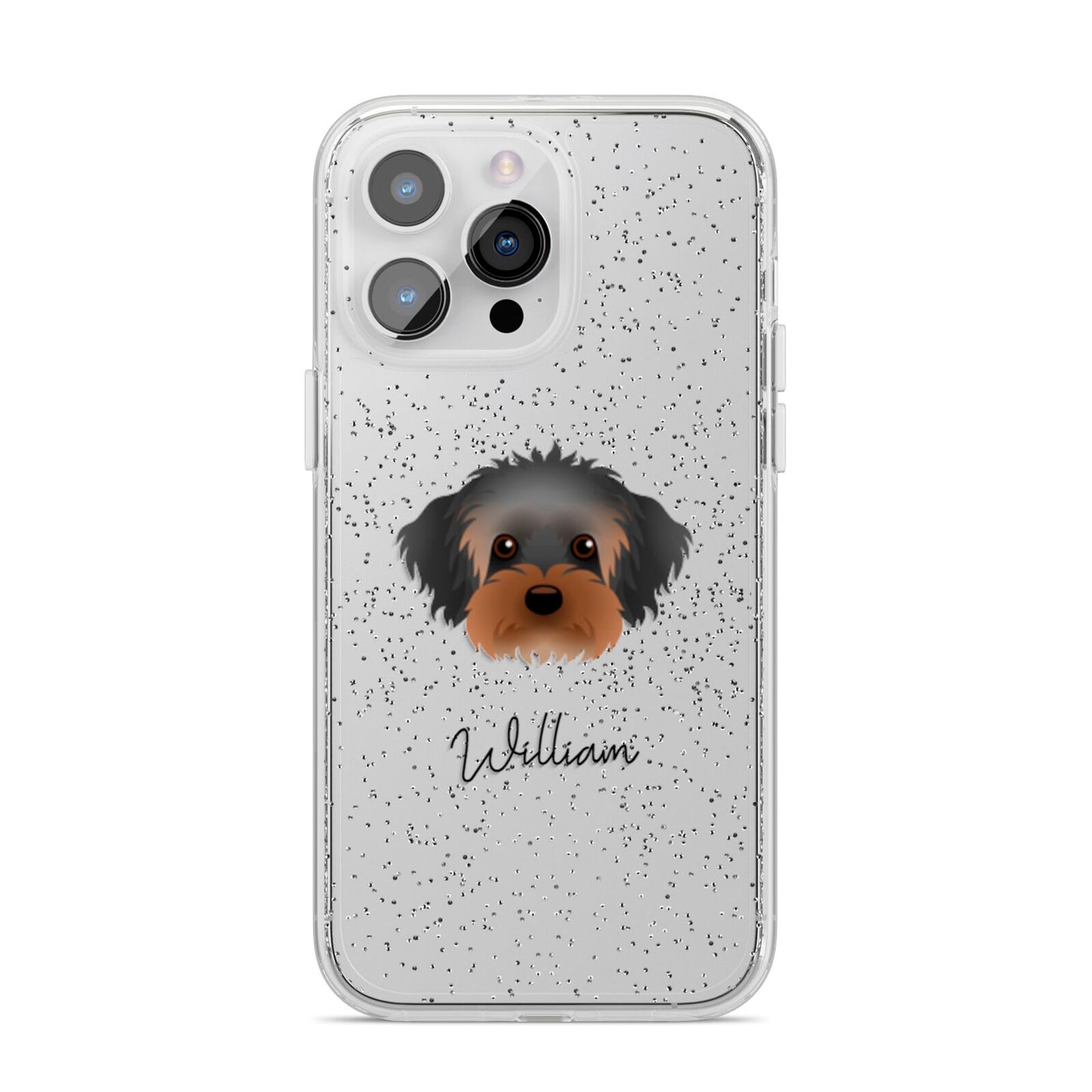 Yorkipoo Personalised iPhone 14 Pro Max Glitter Tough Case Silver