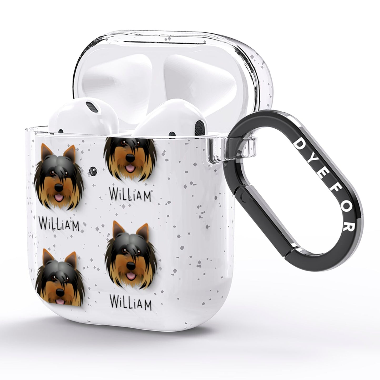 Yorkshire Terrier Icon with Name AirPods Glitter Case Side Image