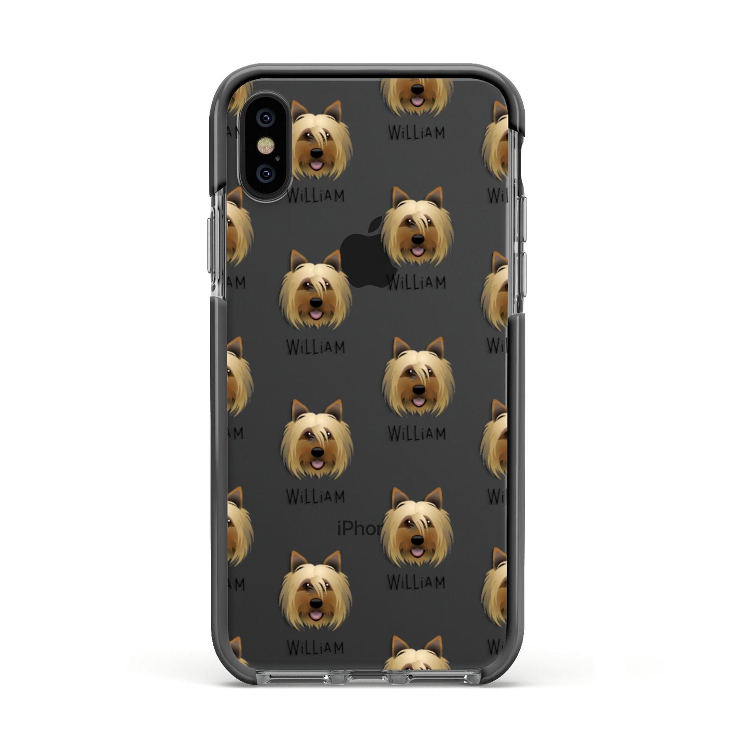 Yorkshire Terrier Icon with Name Apple iPhone Xs Impact Case Black Edge on Black Phone