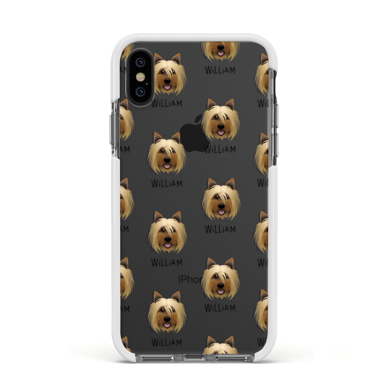 Yorkshire Terrier Icon with Name Apple iPhone Xs Impact Case White Edge on Black Phone