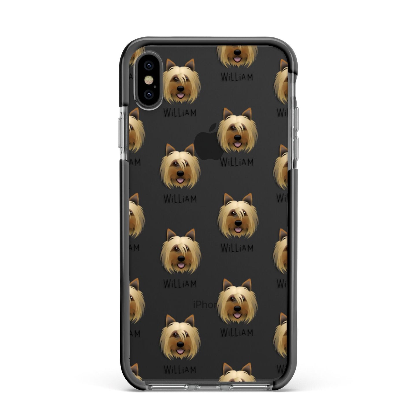Yorkshire Terrier Icon with Name Apple iPhone Xs Max Impact Case Black Edge on Black Phone