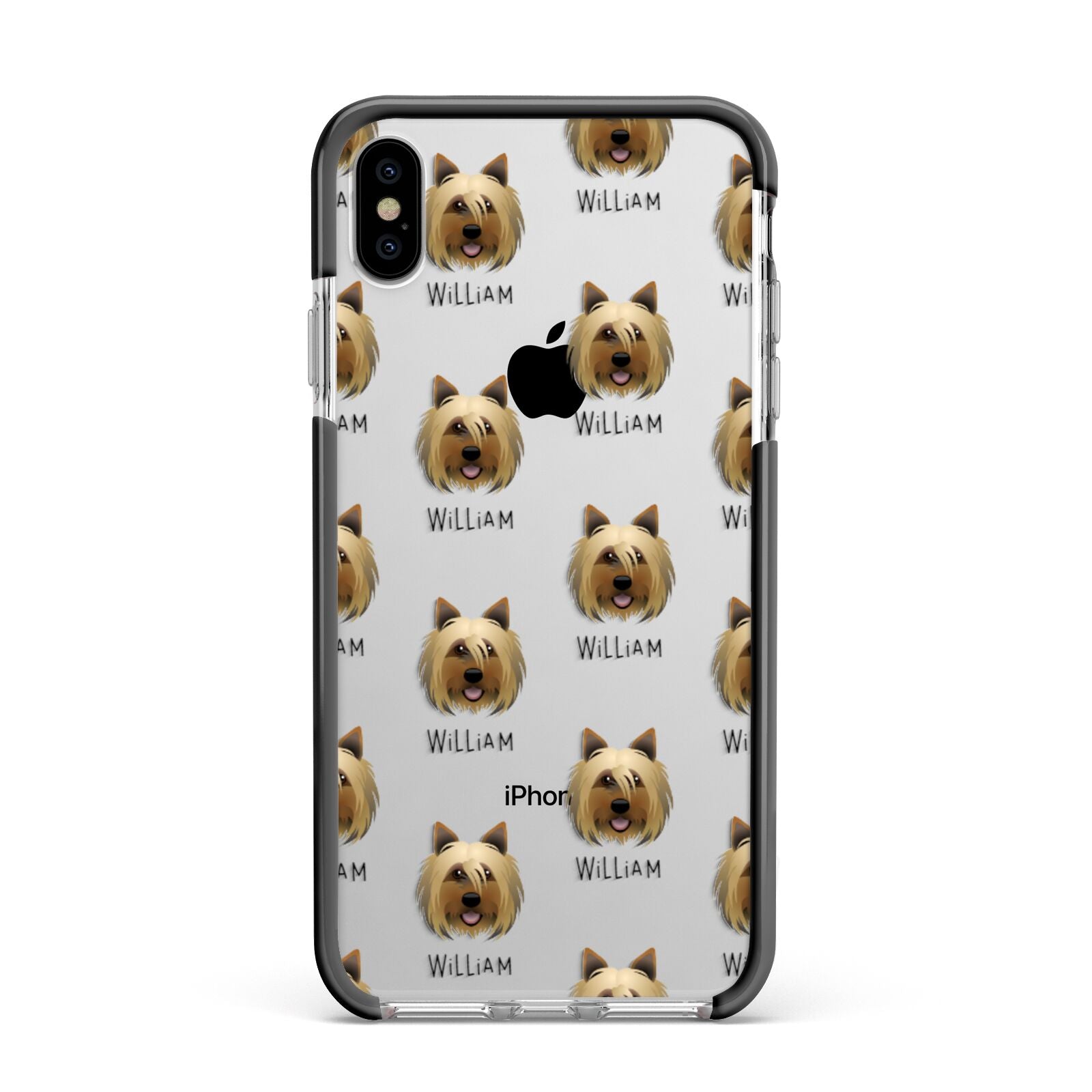 Yorkshire Terrier Icon with Name Apple iPhone Xs Max Impact Case Black Edge on Silver Phone