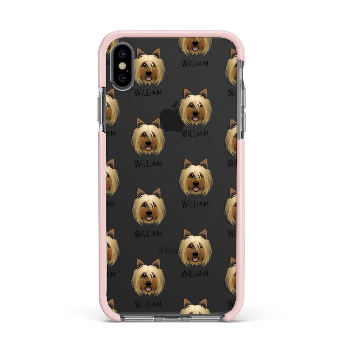 Yorkshire Terrier Icon with Name Apple iPhone Xs Max Impact Case Pink Edge on Black Phone