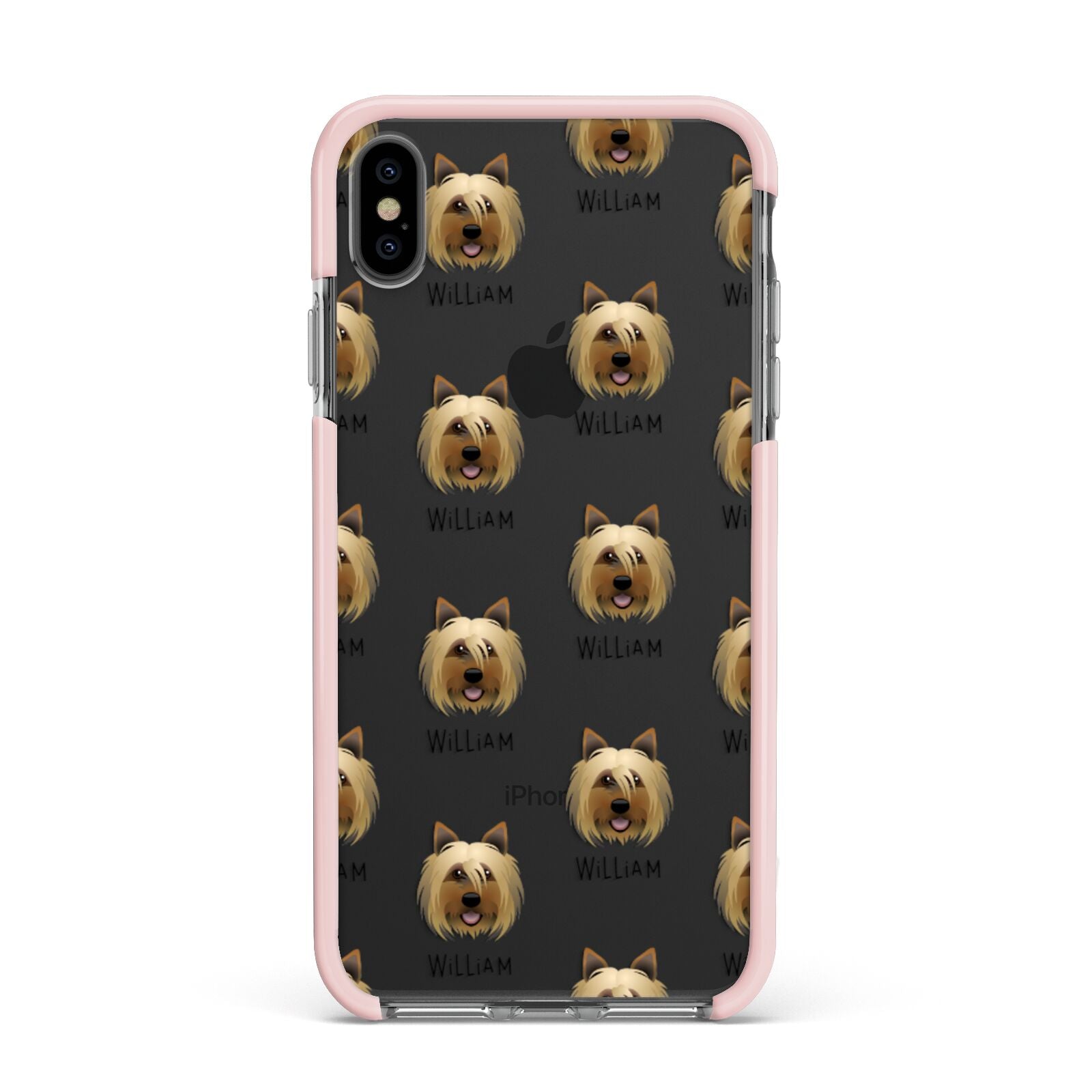 Yorkshire Terrier Icon with Name Apple iPhone Xs Max Impact Case Pink Edge on Black Phone