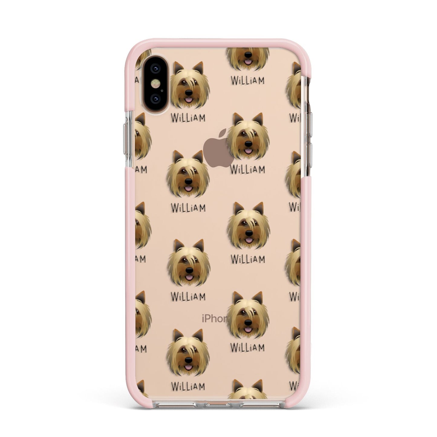 Yorkshire Terrier Icon with Name Apple iPhone Xs Max Impact Case Pink Edge on Gold Phone