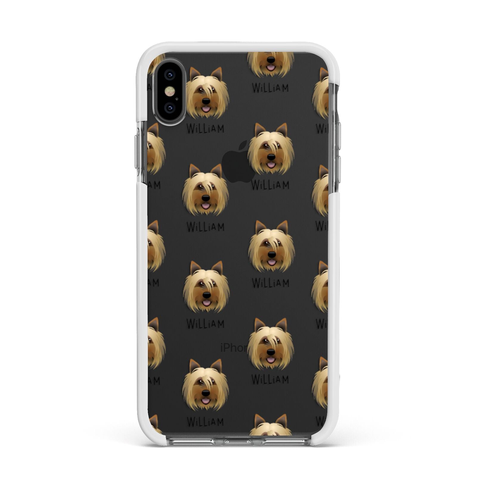 Yorkshire Terrier Icon with Name Apple iPhone Xs Max Impact Case White Edge on Black Phone