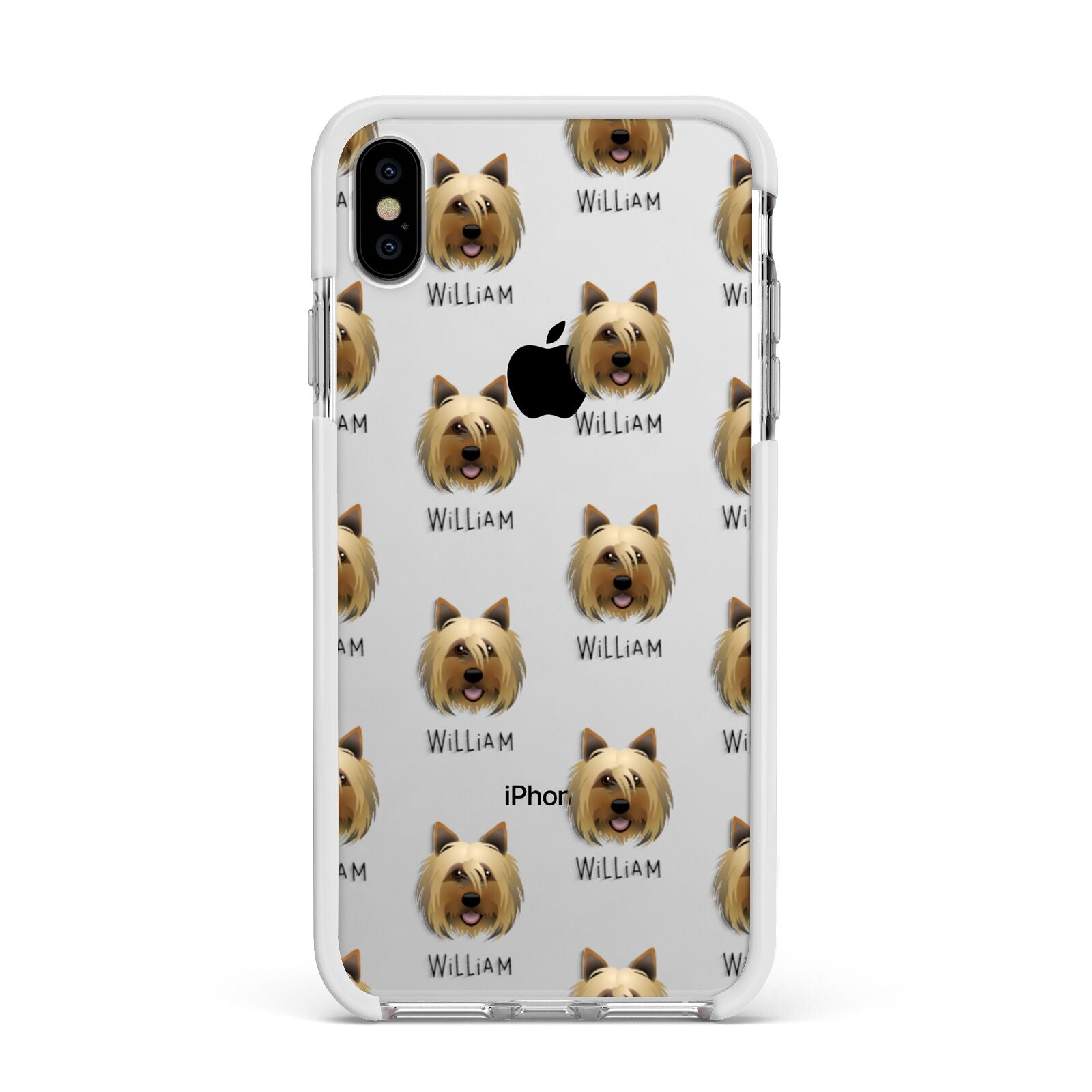 Yorkshire Terrier Icon with Name Apple iPhone Xs Max Impact Case White Edge on Silver Phone