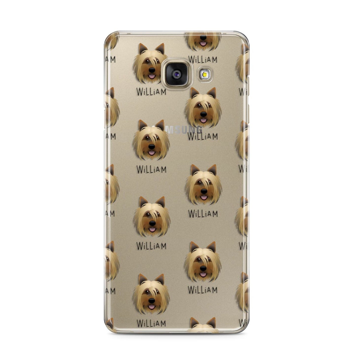Yorkshire Terrier Icon with Name Samsung Galaxy A3 2016 Case on gold phone