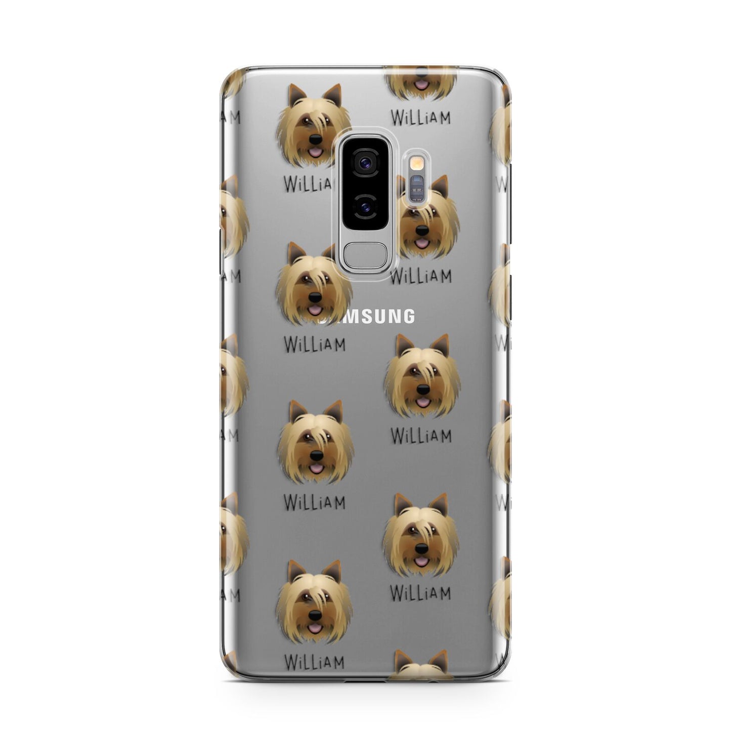 Yorkshire Terrier Icon with Name Samsung Galaxy S9 Plus Case on Silver phone