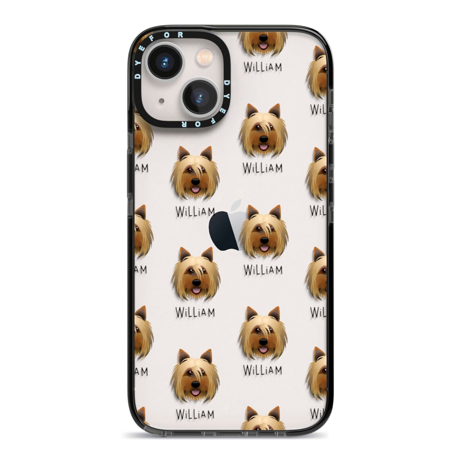 Yorkshire Terrier Icon with Name iPhone 13 Black Impact Case on Silver phone