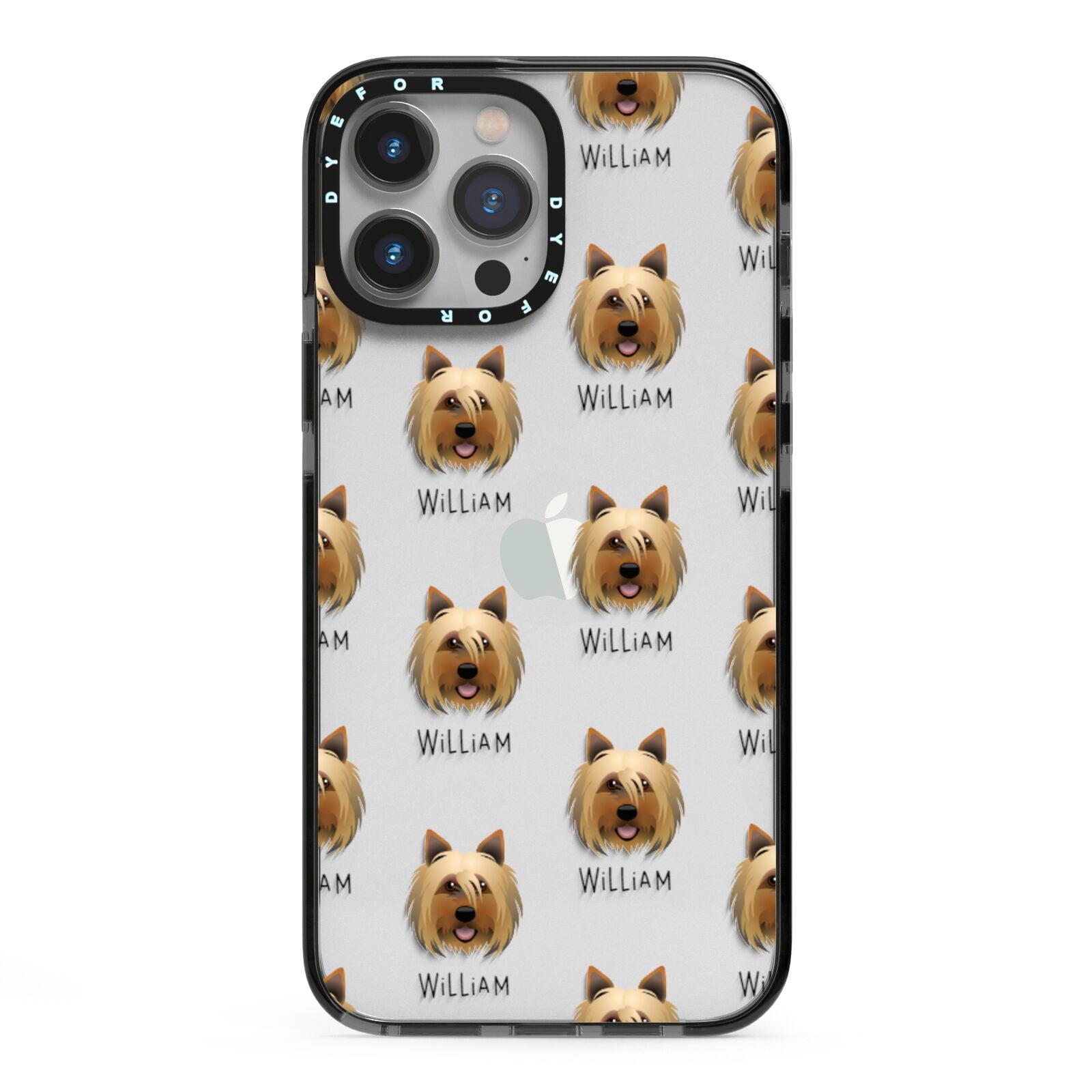 Yorkshire Terrier Icon with Name iPhone 13 Pro Max Black Impact Case on Silver phone