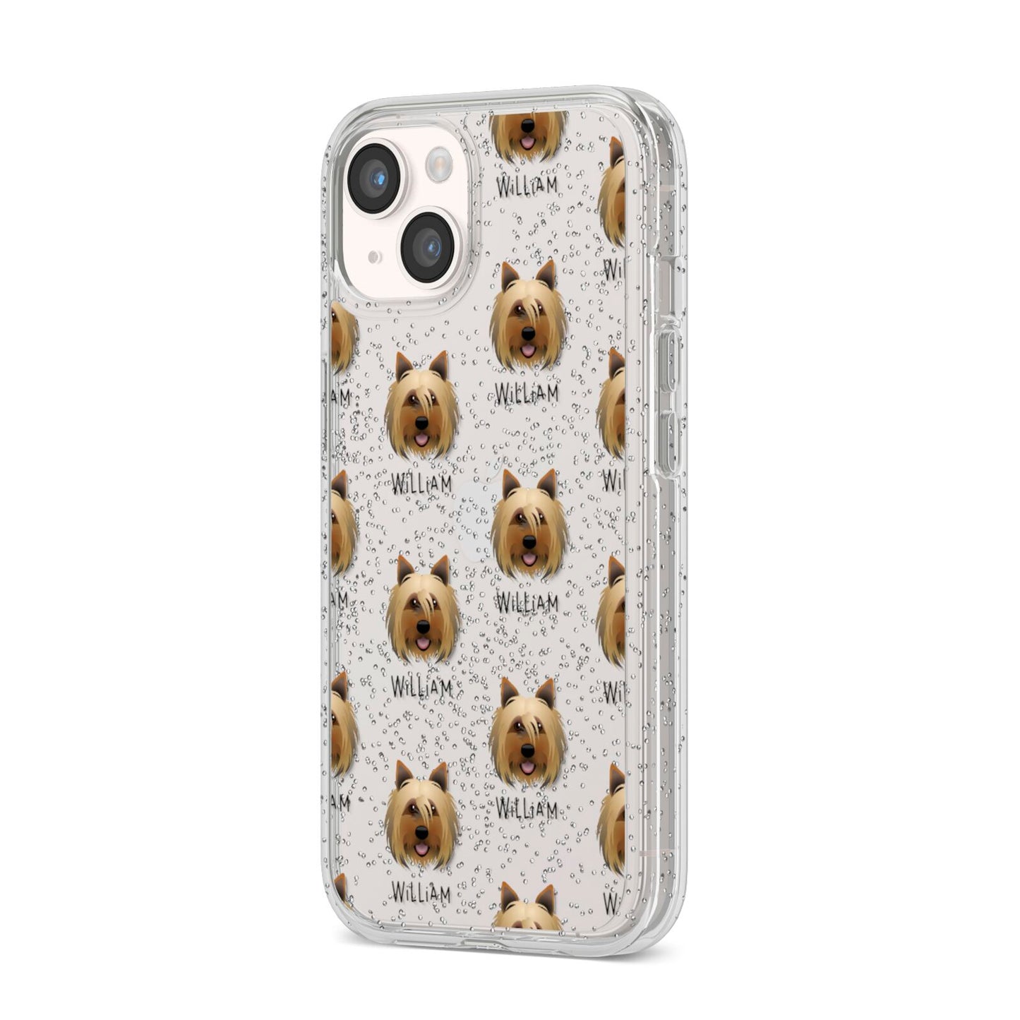 Yorkshire Terrier Icon with Name iPhone 14 Glitter Tough Case Starlight Angled Image