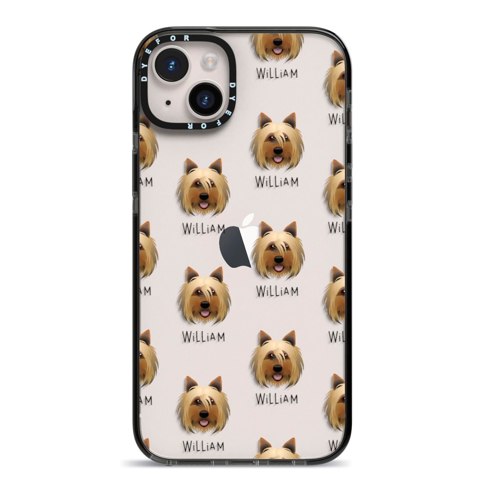 Yorkshire Terrier Icon with Name iPhone 14 Plus Black Impact Case on Silver phone