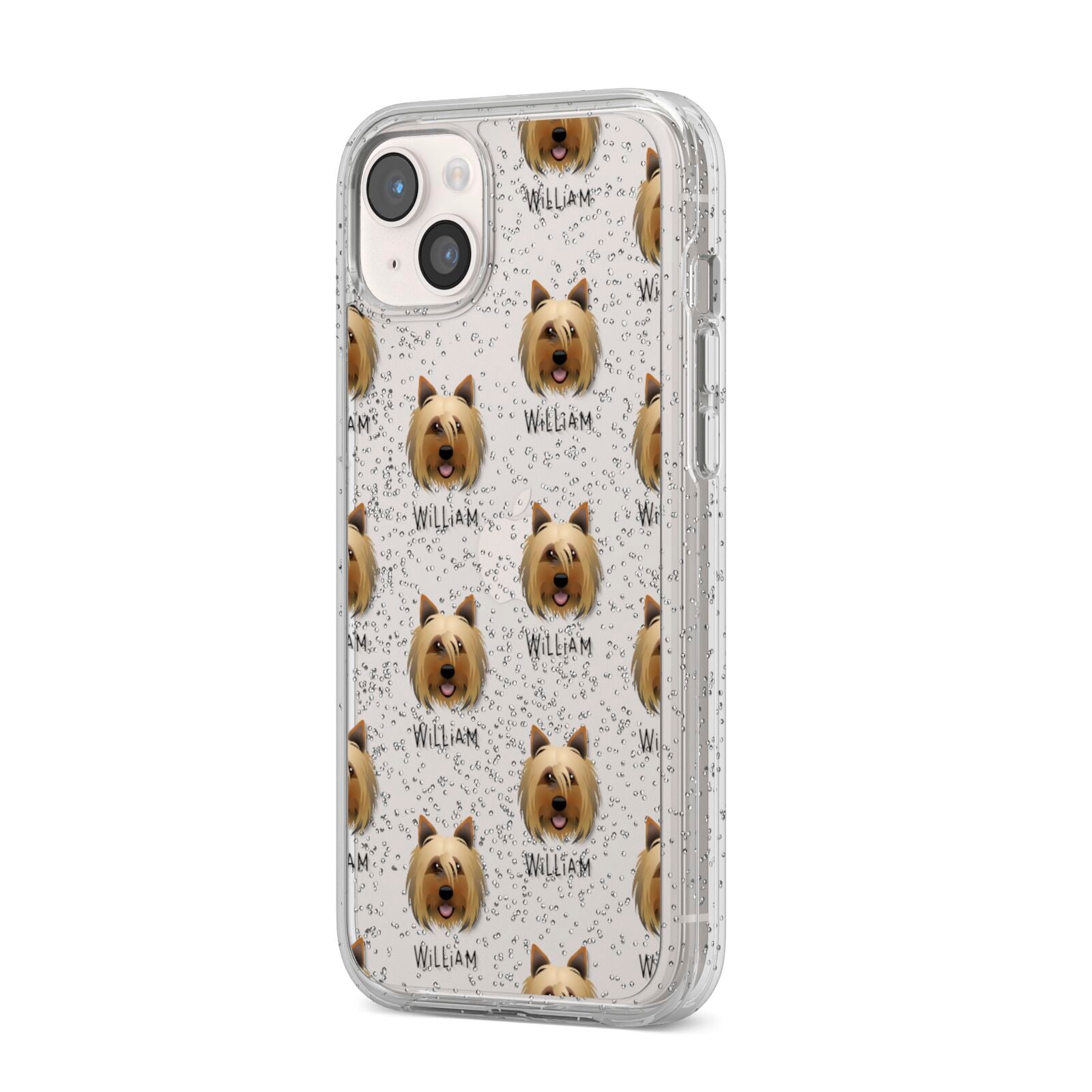Yorkshire Terrier Icon with Name iPhone 14 Plus Glitter Tough Case Starlight Angled Image