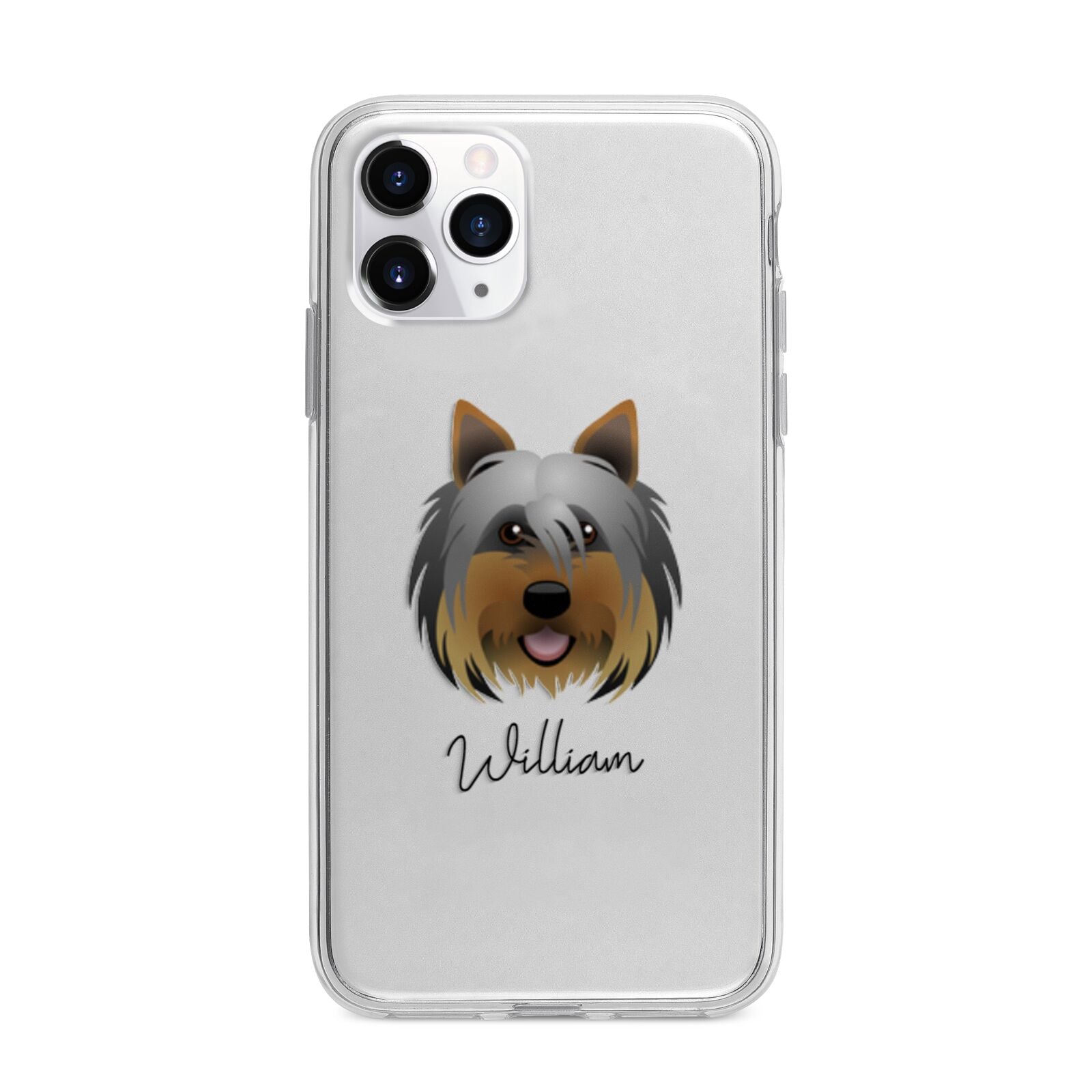 Yorkshire Terrier Personalised Apple iPhone 11 Pro Max in Silver with Bumper Case