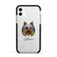 Yorkshire Terrier Personalised Apple iPhone 11 in White with Black Impact Case