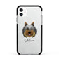 Yorkshire Terrier Personalised Apple iPhone 11 in White with Black Impact Case