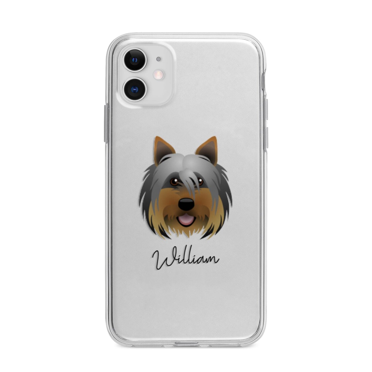 Yorkshire Terrier Personalised Apple iPhone 11 in White with Bumper Case