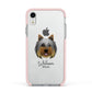Yorkshire Terrier Personalised Apple iPhone XR Impact Case Pink Edge on Silver Phone